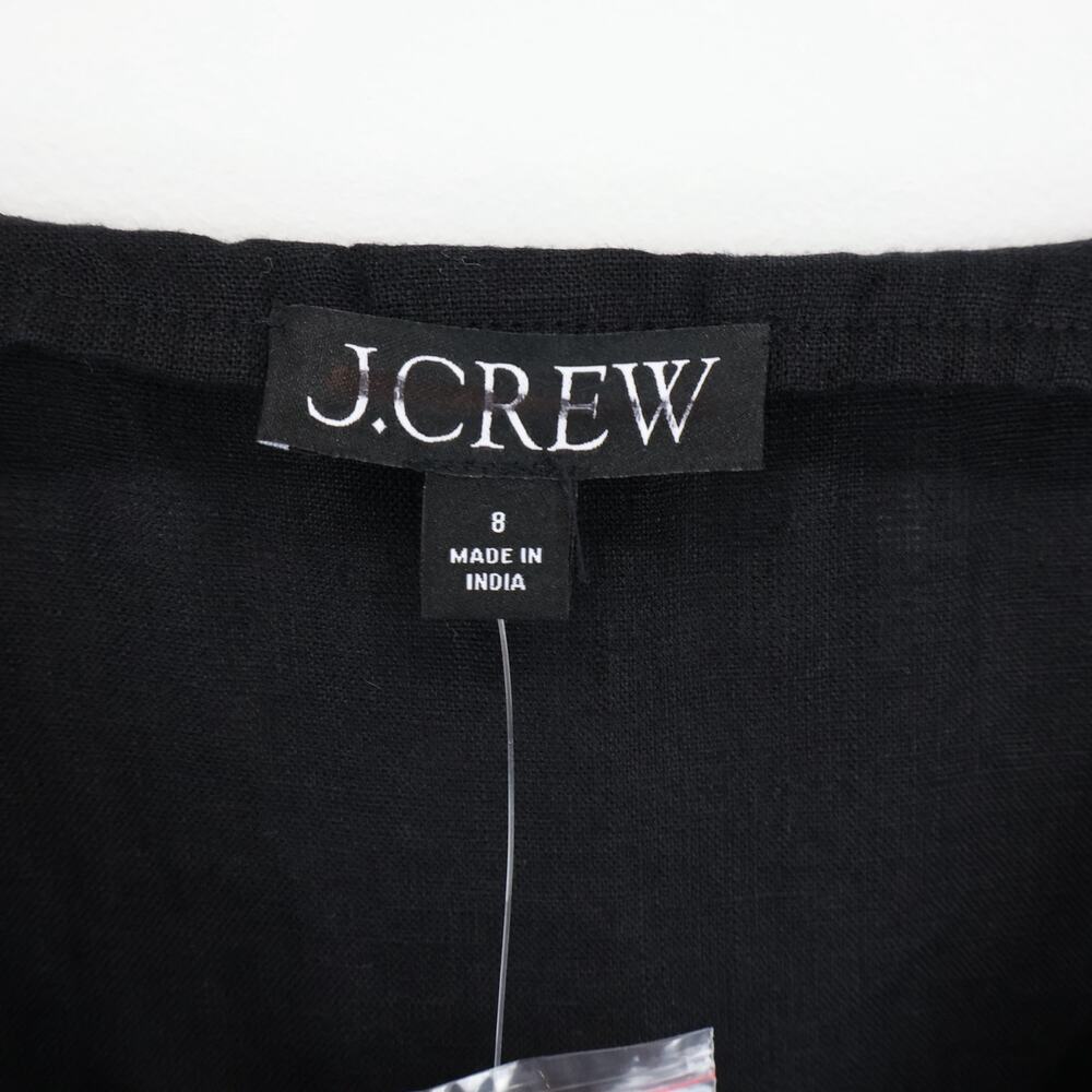 J.Crew 100% Linen Mini Button Front Dress Black Size 8 NWT - Picture 5 of 8